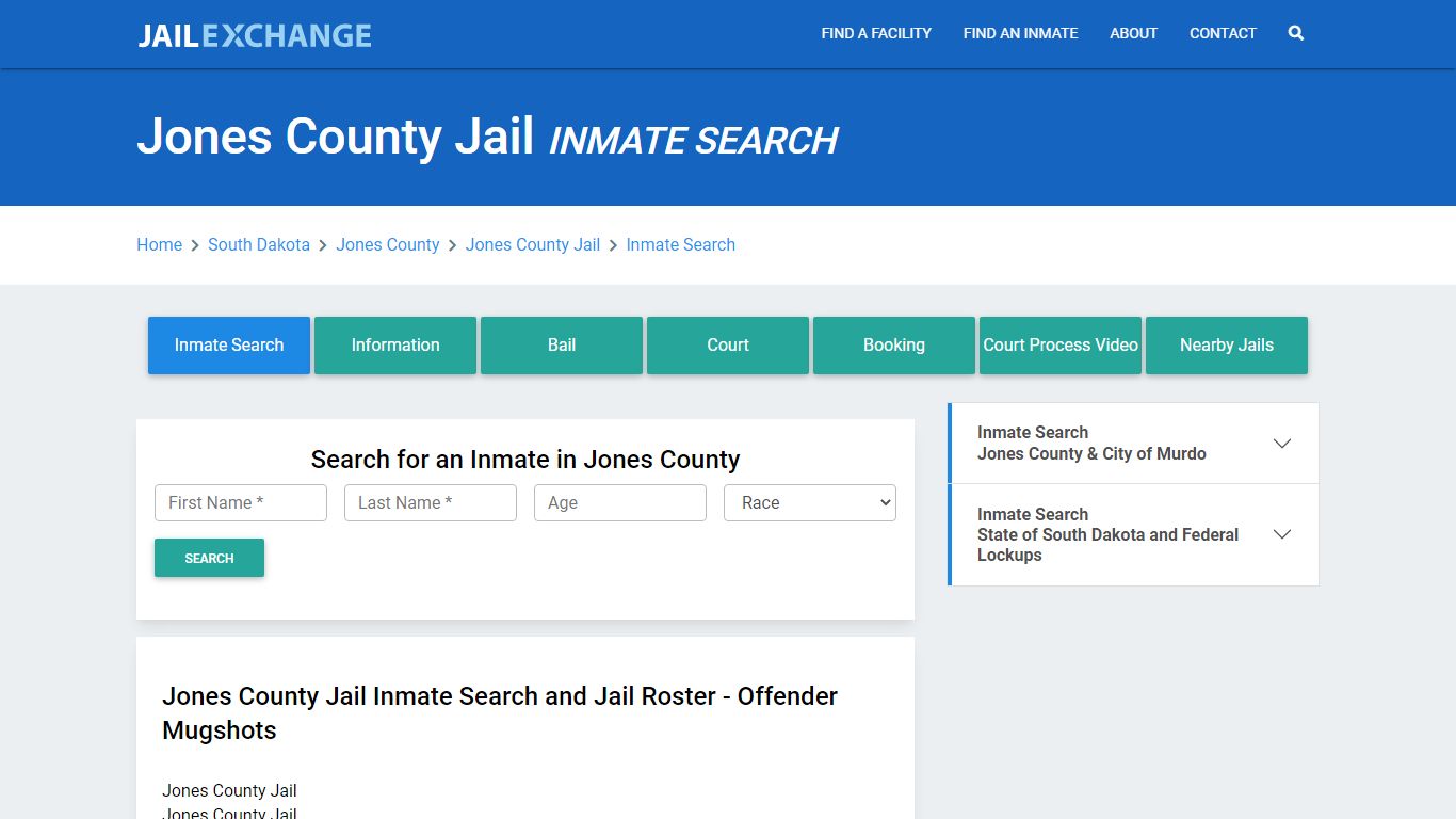 Jones County Jail, SD Inmate Search: Roster & Mugshots