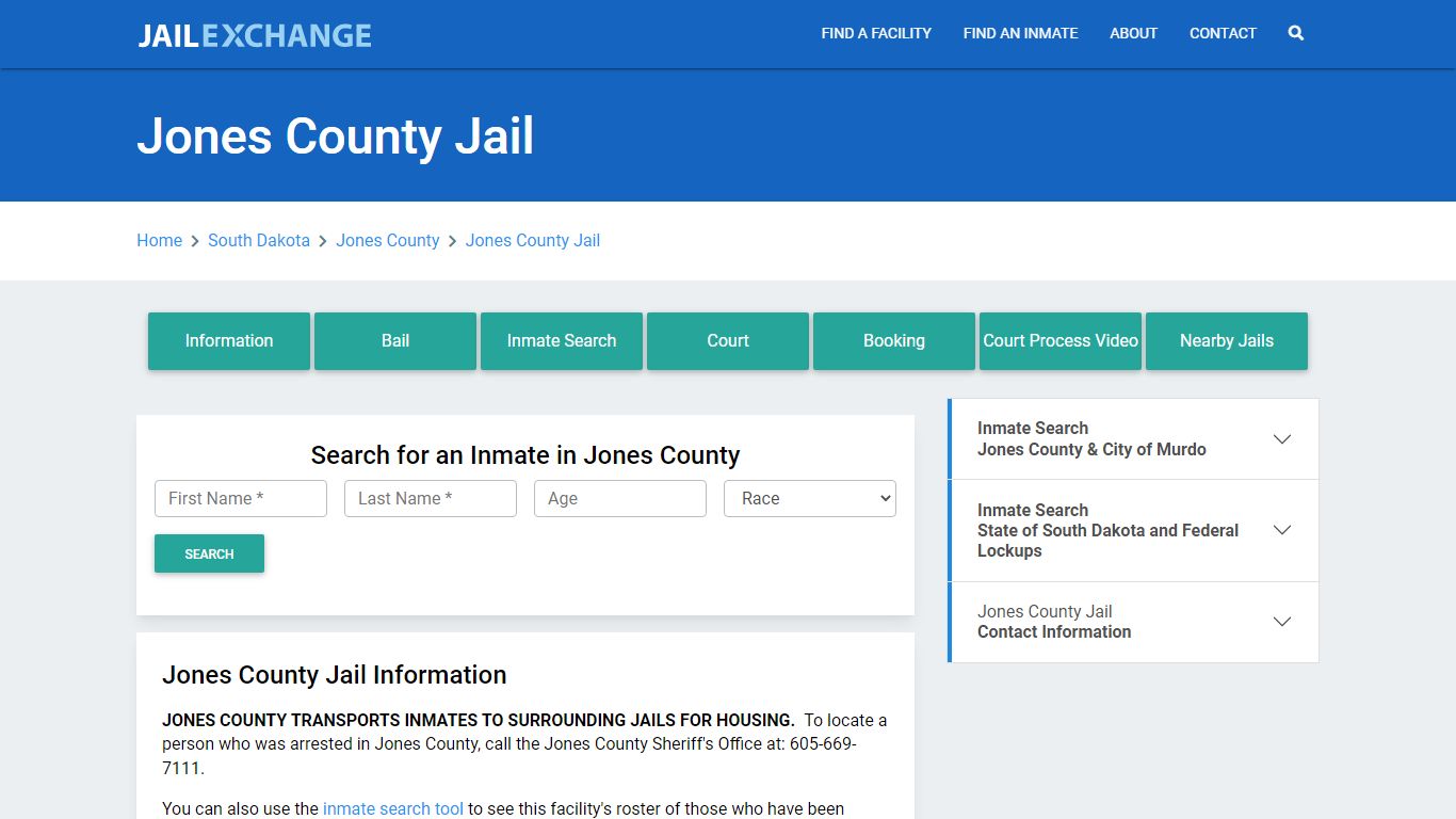 Jones County Jail Roster Lookup, SD, Inmate Search