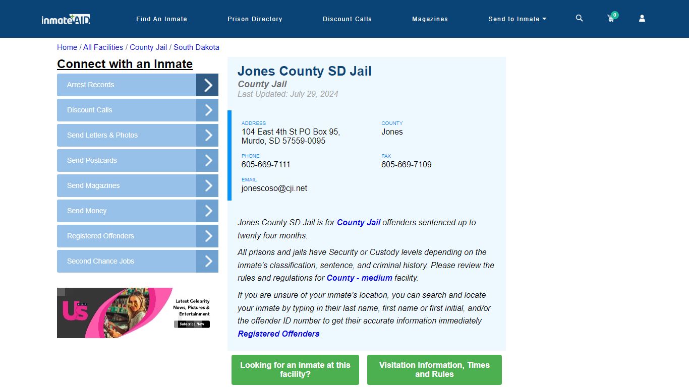 Jones County SD Jail - Inmate Locator