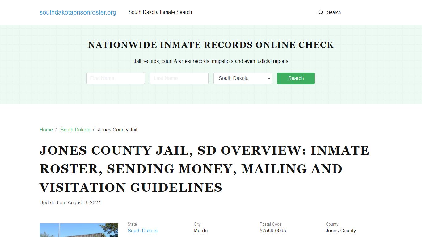 Jones County Jail, SD: Offender Search, Visitation & Contact Info